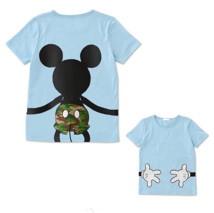 LILIGIRL Dad and Me T-shirt Summer Mother and Daughter Clothes Boys Girls Mickey Minnie Mouse Cotton Top Family Matching Clothes