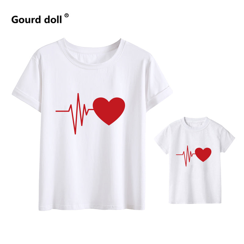 Cute Mother And Daughter Clothes Mother Daughter Matching Red Love Printing T Shirt Family Matching Outfits Mommy And Me Clothes