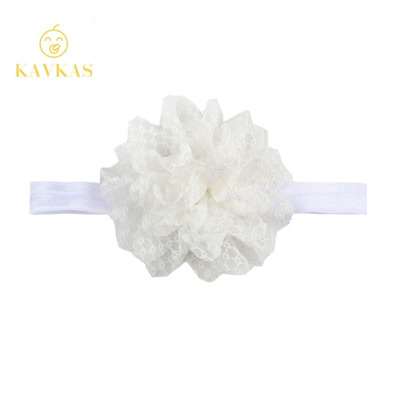 KAVKAS New 1 Pcs Girls Headband Newborn Beautiful Baby Girl Hairband Mesh Grid Flower Lace Headband Children Hair Accessories