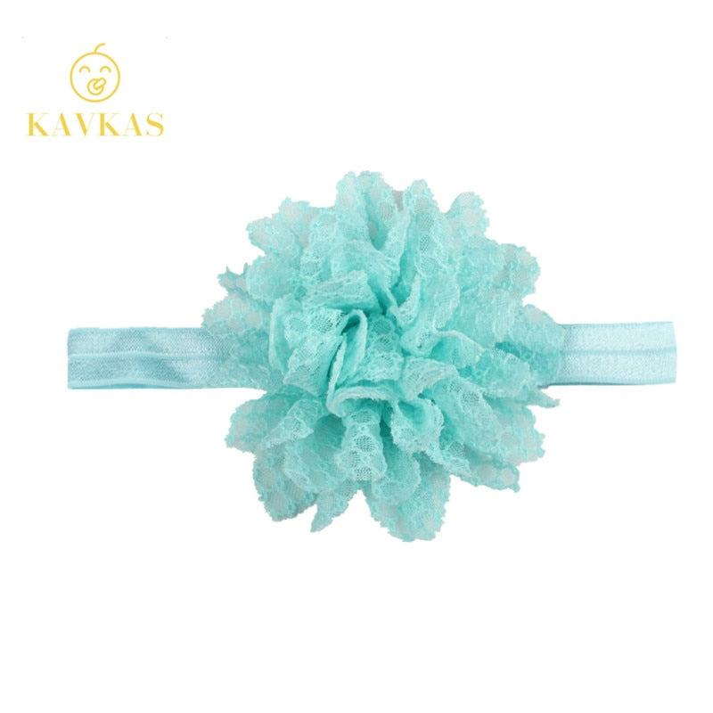 KAVKAS New 1 Pcs Girls Headband Newborn Beautiful Baby Girl Hairband Mesh Grid Flower Lace Headband Children Hair Accessories