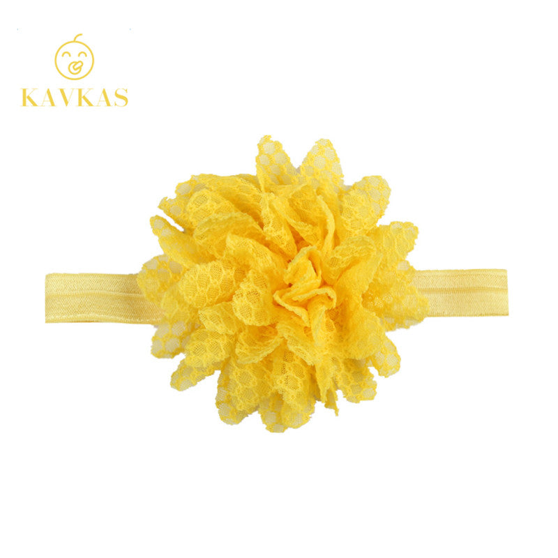 KAVKAS New 1 Pcs Girls Headband Newborn Beautiful Baby Girl Hairband Mesh Grid Flower Lace Headband Children Hair Accessories