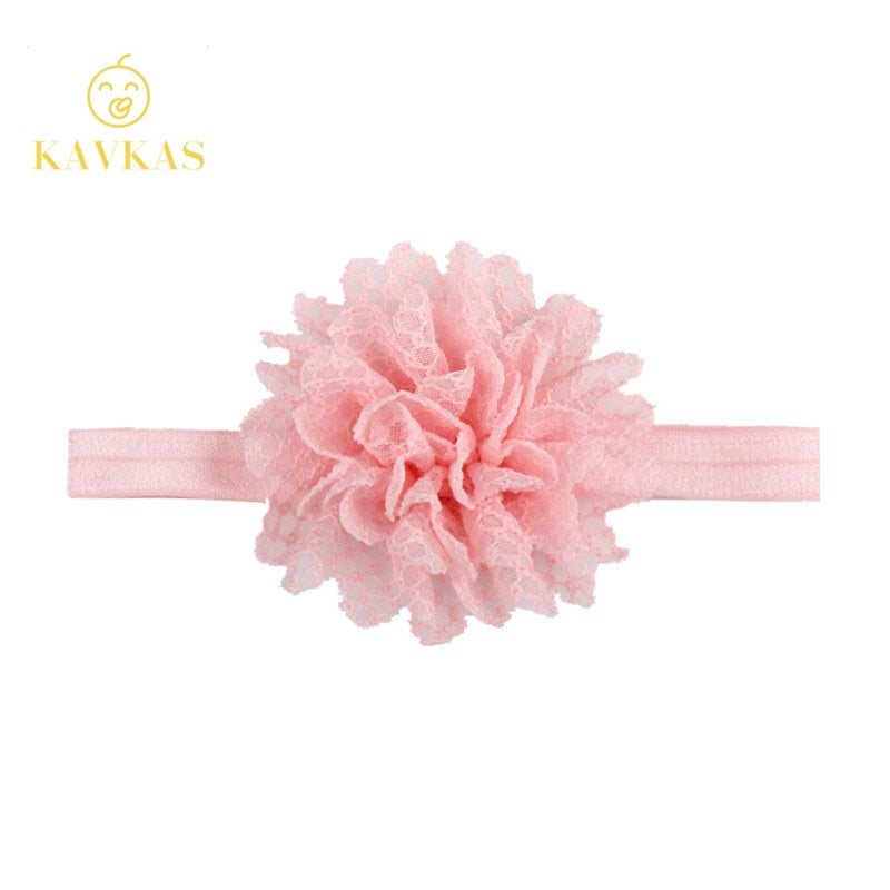 KAVKAS New 1 Pcs Girls Headband Newborn Beautiful Baby Girl Hairband Mesh Grid Flower Lace Headband Children Hair Accessories