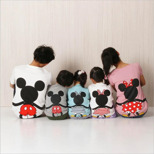 LILIGIRL Dad and Me T-shirt Summer Mother and Daughter Clothes Boys Girls Mickey Minnie Mouse Cotton Top Family Matching Clothes