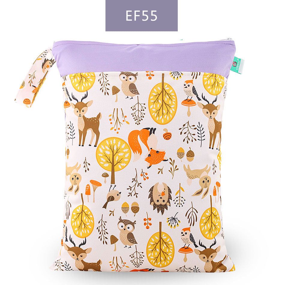 Elinfant 1PC Reusable Waterproof Fashion Prints Wet Dry Diaper Bag Double Pocket Cloth Handle Wetbags 30*40CM Wholesale