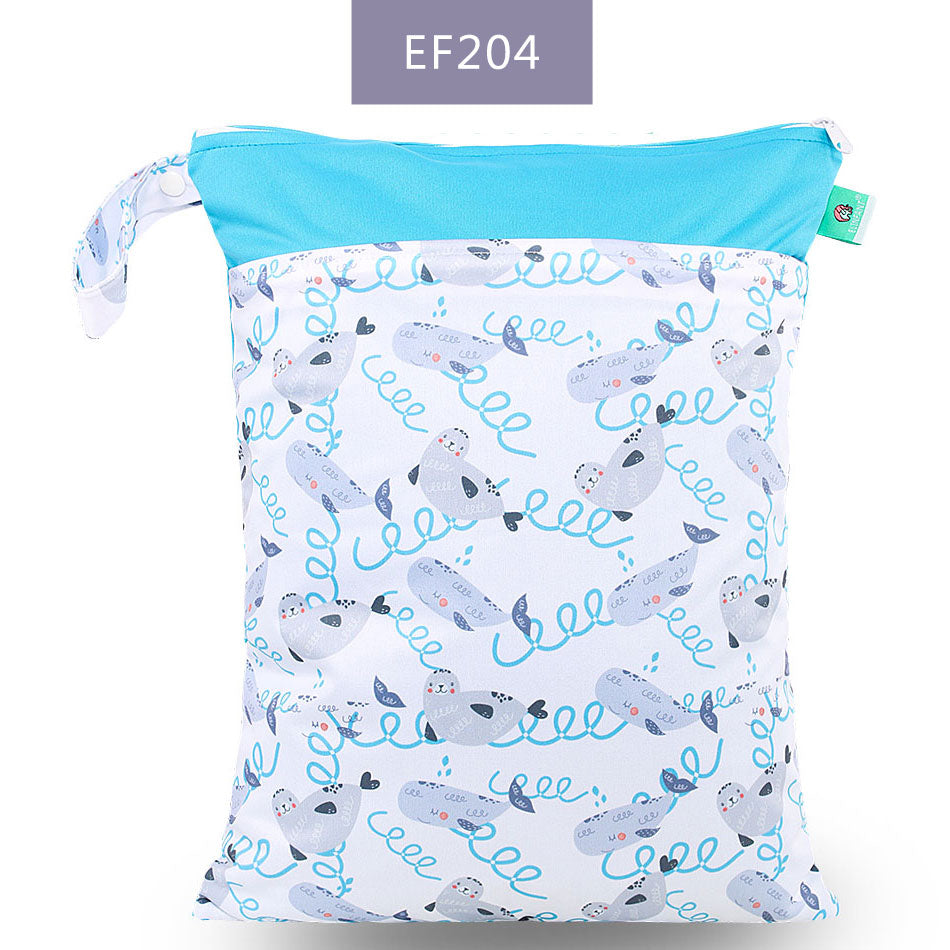 Elinfant 1PC Reusable Waterproof Fashion Prints Wet Dry Diaper Bag Double Pocket Cloth Handle Wetbags 30*40CM Wholesale