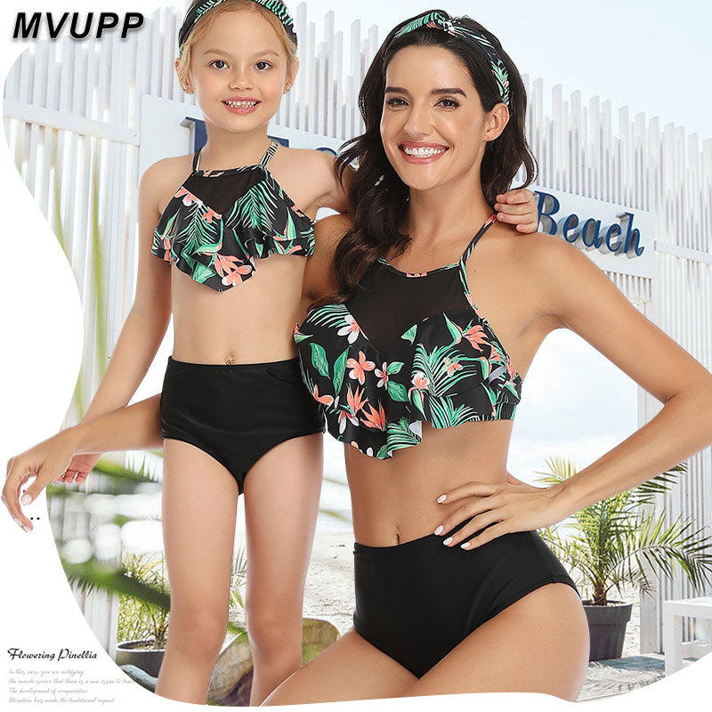 Family Swimsuit Mommy and Me Clothes Bikini Beach Shorts mother daughter swimwear baby girl and mom Outfits family maching look