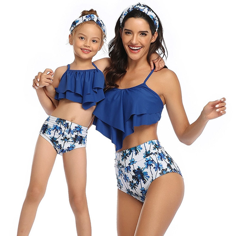 Family Swimsuit Mommy and Me Clothes Bikini Beach Shorts mother daughter swimwear baby girl and mom Outfits family maching look