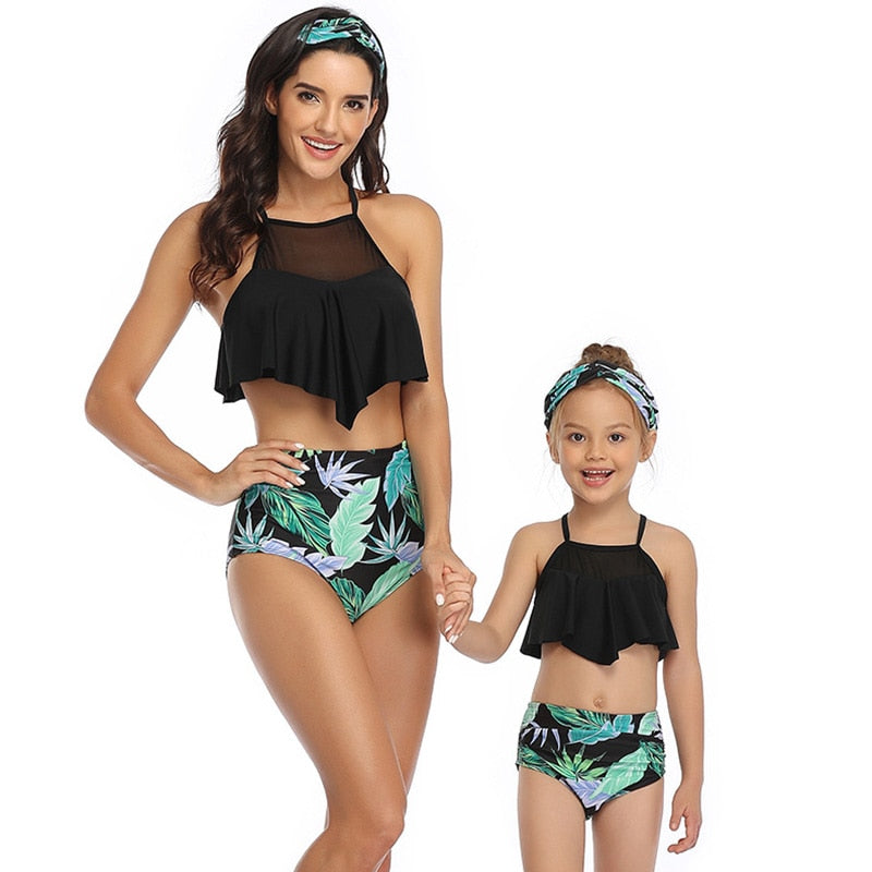 Family Swimsuit Mommy and Me Clothes Bikini Beach Shorts mother daughter swimwear baby girl and mom Outfits family maching look