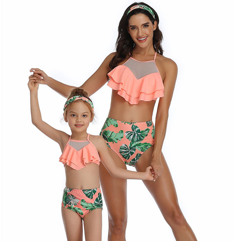 Family Swimsuit Mommy and Me Clothes Bikini Beach Shorts mother daughter swimwear baby girl and mom Outfits family maching look