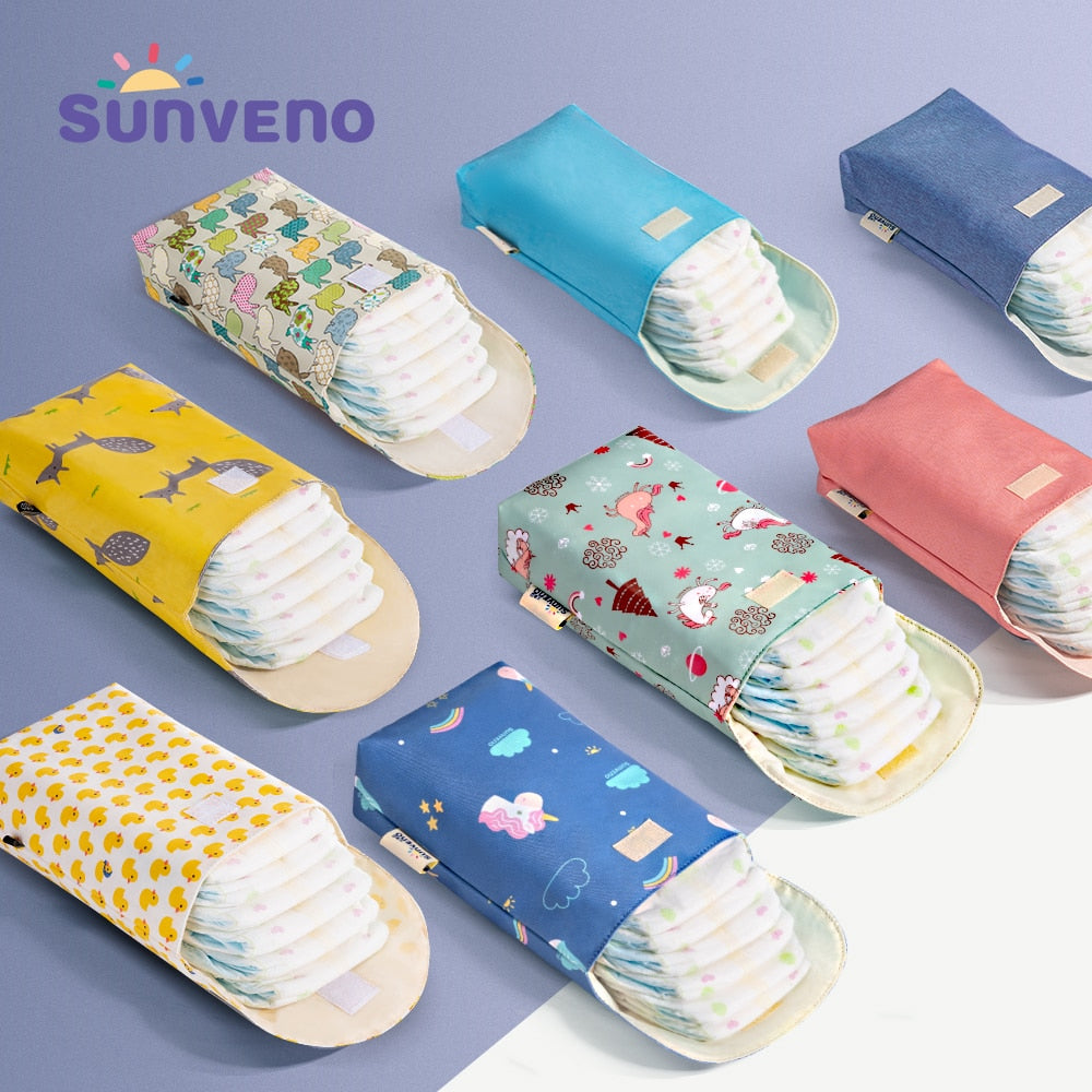 Sunveno Multifunctional Baby Diaper Organizer Reusable Waterproof Fashion Prints Wet/Dry Bag Mummy Storage Bag Travel Nappy Bag