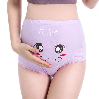 Pregnant Women Cotton Cartoon Underwear Pregnants Breathable High Waist Stomach Lift Underpants Maternity Printing No Trace Pant