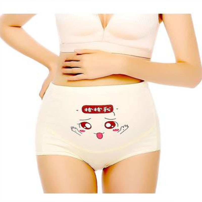 Pregnant Women Cotton Cartoon Underwear Pregnants Breathable High Waist Stomach Lift Underpants Maternity Printing No Trace Pant