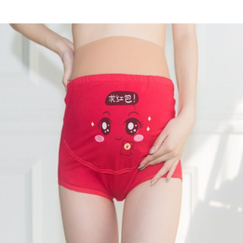 Pregnant Women Cotton Cartoon Underwear Pregnants Breathable High Waist Stomach Lift Underpants Maternity Printing No Trace Pant