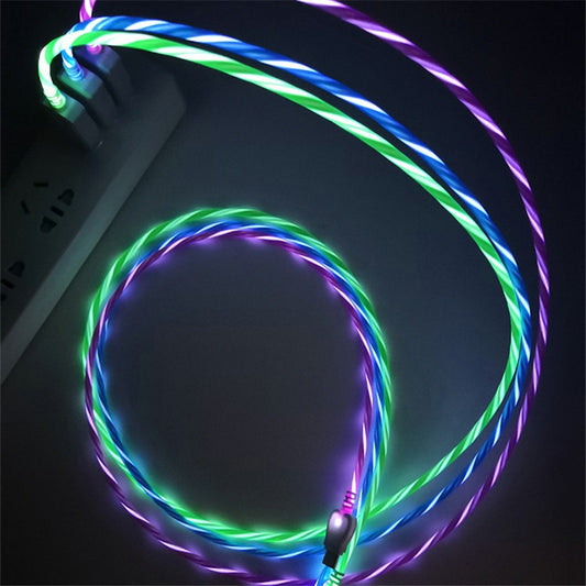 LED Glow Flowing Data USB Charger Type C/Micro USB/8 Pin Charging Cable for iPhone X Samsung Galaxy S9 S8 Charge Wire Cord