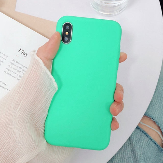 LACK Solid Color Silicone Couples Cases For iphone XR X XS Max 6 6S 7 8 Plus Cute Candy Color Soft Simple Fashion Phone Case NEW