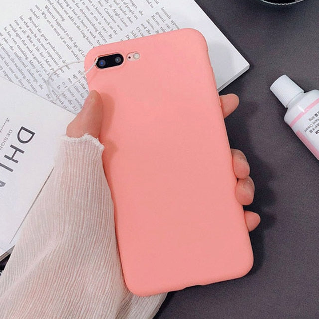 LACK Solid Color Silicone Couples Cases For iphone XR X XS Max 6 6S 7 8 Plus Cute Candy Color Soft Simple Fashion Phone Case NEW