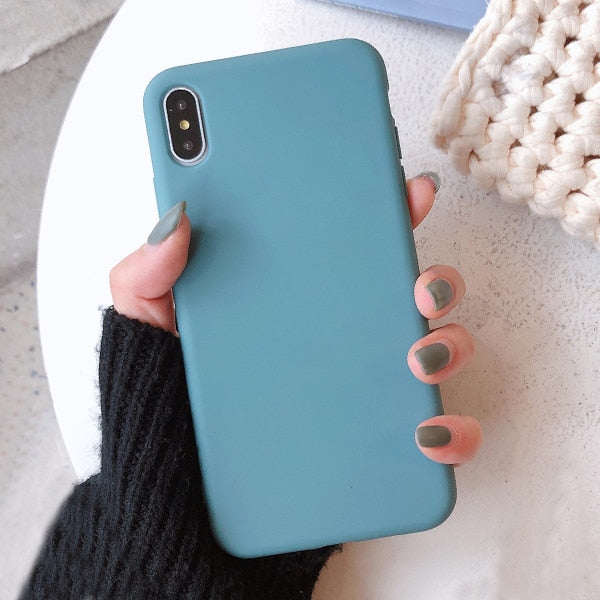 LACK Solid Color Silicone Couples Cases For iphone XR X XS Max 6 6S 7 8 Plus Cute Candy Color Soft Simple Fashion Phone Case NEW