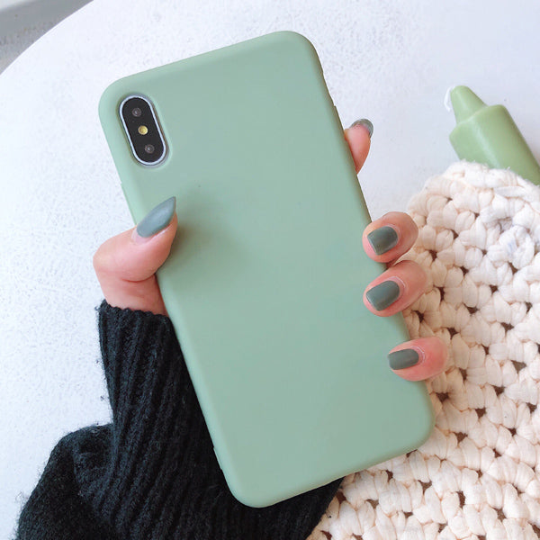 LACK Solid Color Silicone Couples Cases For iphone XR X XS Max 6 6S 7 8 Plus Cute Candy Color Soft Simple Fashion Phone Case NEW