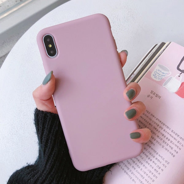 LACK Solid Color Silicone Couples Cases For iphone XR X XS Max 6 6S 7 8 Plus Cute Candy Color Soft Simple Fashion Phone Case NEW