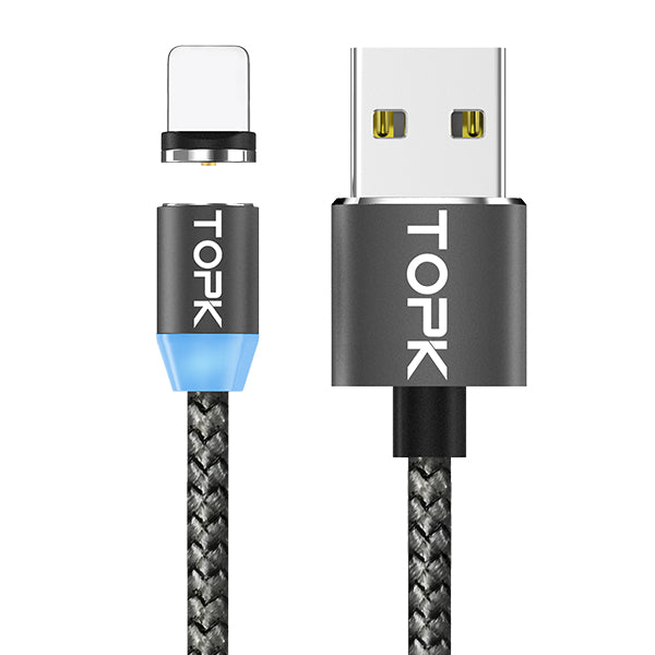 TOPK AM17 1M LED Magnetic USB Cable for iPhone Xs Max 8 7 6 & USB Type C Cable & Micro USB Cable for Samsung Xiaomi LG USB C