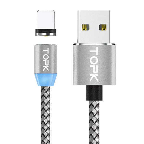 TOPK AM17 1M LED Magnetic USB Cable for iPhone Xs Max 8 7 6 & USB Type C Cable & Micro USB Cable for Samsung Xiaomi LG USB C