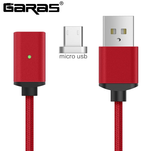 GARAS Magnetic Cable For iphone/Micro USB/Type C Charger Adapter Plug For Iphone Magnet Fast Charging Mobile Phone Cables 2m