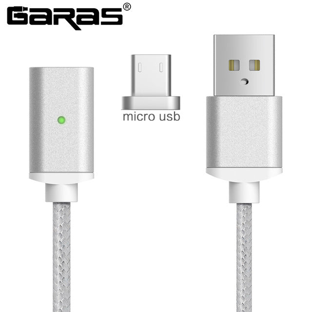 GARAS Magnetic Cable For iphone/Micro USB/Type C Charger Adapter Plug For Iphone Magnet Fast Charging Mobile Phone Cables 2m