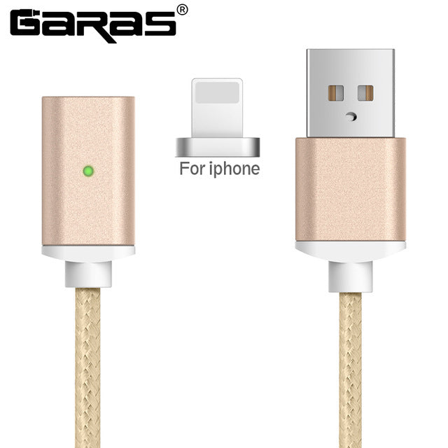 GARAS Magnetic Cable For iphone/Micro USB/Type C Charger Adapter Plug For Iphone Magnet Fast Charging Mobile Phone Cables 2m