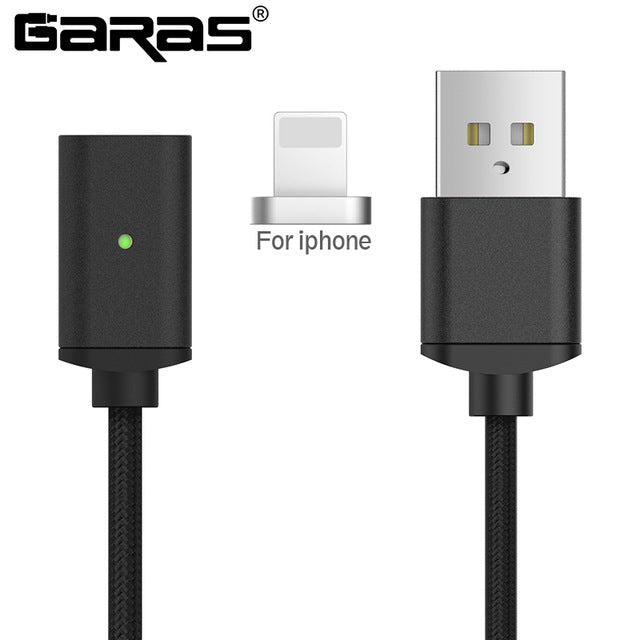 GARAS Magnetic Cable For iphone/Micro USB/Type C Charger Adapter Plug For Iphone Magnet Fast Charging Mobile Phone Cables 2m