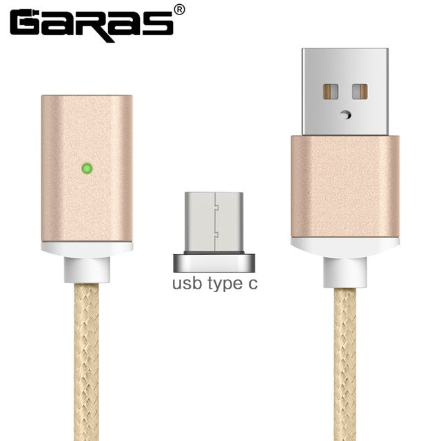 GARAS Magnetic Cable For iphone/Micro USB/Type C Charger Adapter Plug For Iphone Magnet Fast Charging Mobile Phone Cables 2m