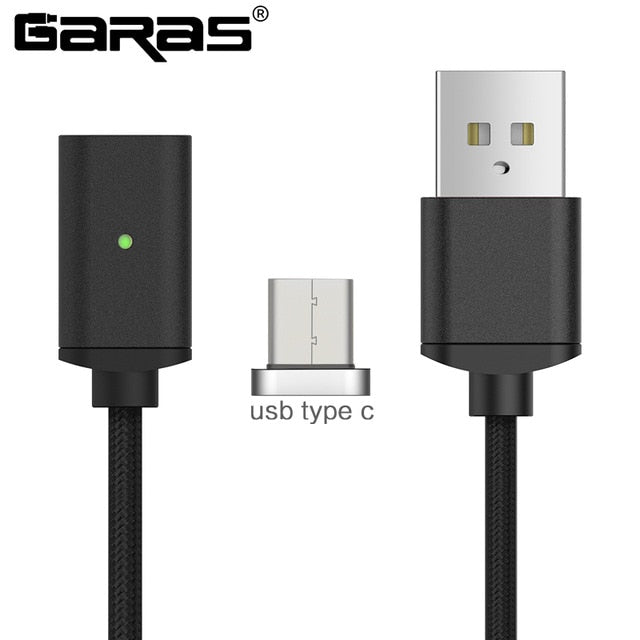 GARAS Magnetic Cable For iphone/Micro USB/Type C Charger Adapter Plug For Iphone Magnet Fast Charging Mobile Phone Cables 2m