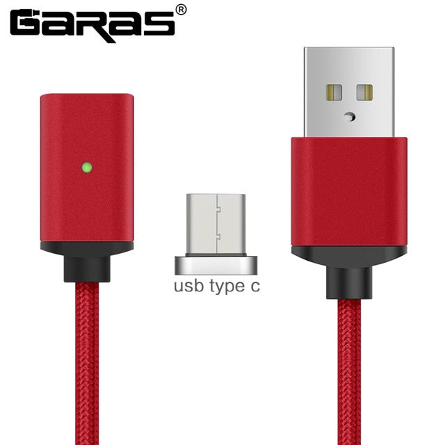 GARAS Magnetic Cable For iphone/Micro USB/Type C Charger Adapter Plug For Iphone Magnet Fast Charging Mobile Phone Cables 2m