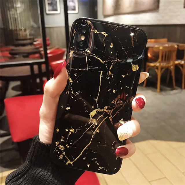 Lovebay Luxury Gold Foil Bling Marble For iPhone X XS Max XR Phone Case Soft TPU Cover For iPhone 7 8 6 6s Plus Glitter Case