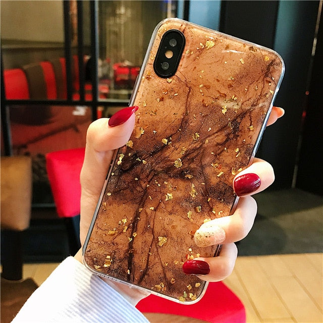 Lovebay Luxury Gold Foil Bling Marble For iPhone X XS Max XR Phone Case Soft TPU Cover For iPhone 7 8 6 6s Plus Glitter Case