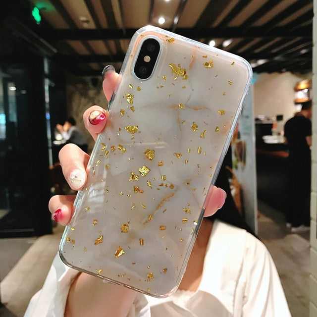 Lovebay Luxury Gold Foil Bling Marble For iPhone X XS Max XR Phone Case Soft TPU Cover For iPhone 7 8 6 6s Plus Glitter Case