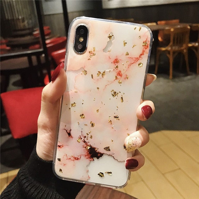 Lovebay Luxury Gold Foil Bling Marble For iPhone X XS Max XR Phone Case Soft TPU Cover For iPhone 7 8 6 6s Plus Glitter Case