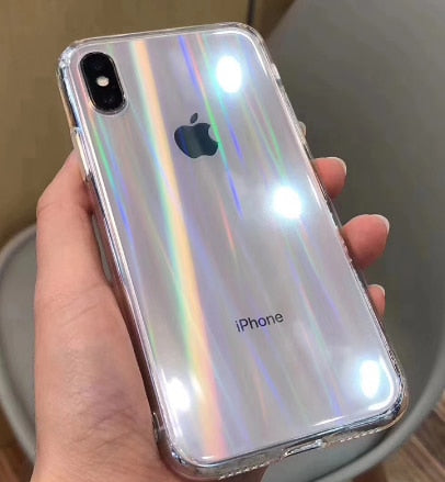 <transcy>iPhone 8 7 6 6S Plus Acrylic Case အတွက် iPhone 10 X XS Max Xr Hard Capa Fundas အတွက်ဖက်ရှင် Gradient Transparent Rainbow Laser Case</transcy>