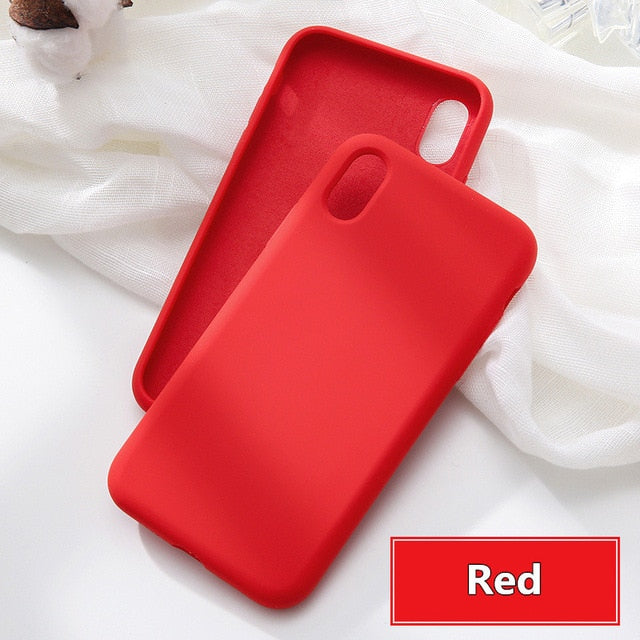 NEW Simple Solid Color Silicone Phone Case For iPhone 6 6s 7 8 Plus Cute Candy Color Soft Back Cover For iPhone XS Max X XR Case