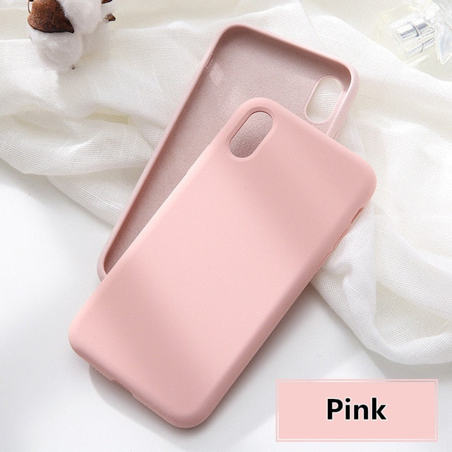 NEW Simple Solid Color Silicone Phone Case For iPhone 6 6s 7 8 Plus Cute Candy Color Soft Back Cover For iPhone XS Max X XR Case