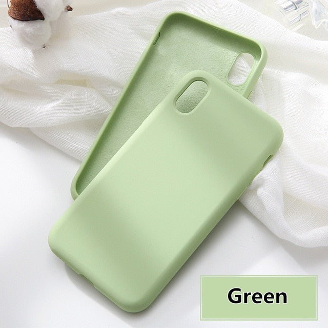 NEW Simple Solid Color Silicone Phone Case For iPhone 6 6s 7 8 Plus Cute Candy Color Soft Back Cover For iPhone XS Max X XR Case