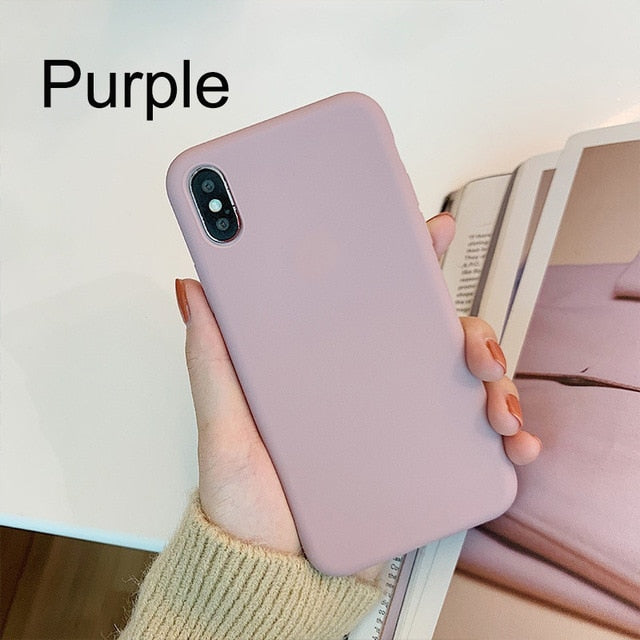 NEW Simple Solid Color Silicone Phone Case For iPhone 6 6s 7 8 Plus Cute Candy Color Soft Back Cover For iPhone XS Max X XR Case