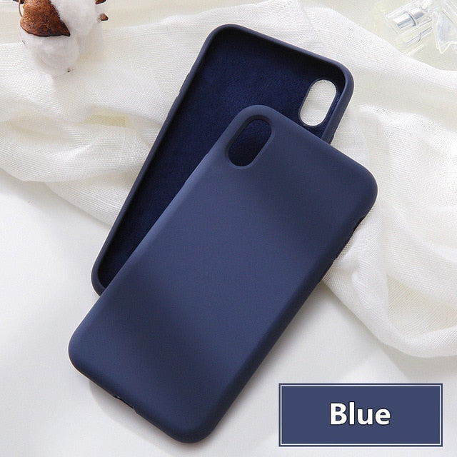 NEW Simple Solid Color Silicone Phone Case For iPhone 6 6s 7 8 Plus Cute Candy Color Soft Back Cover For iPhone XS Max X XR Case