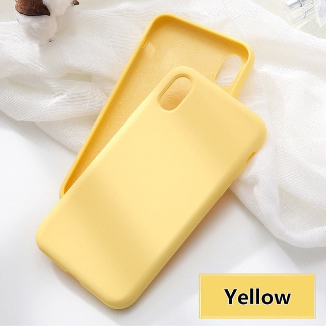 NEW Simple Solid Color Silicone Phone Case For iPhone 6 6s 7 8 Plus Cute Candy Color Soft Back Cover For iPhone XS Max X XR Case